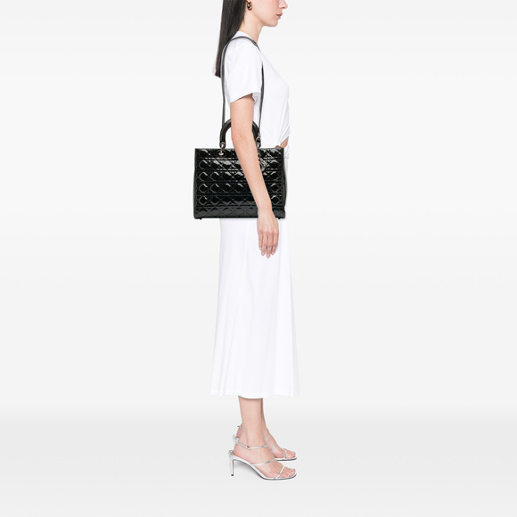 Pre-Loved Dior Large Patent Cannage Lady Dior